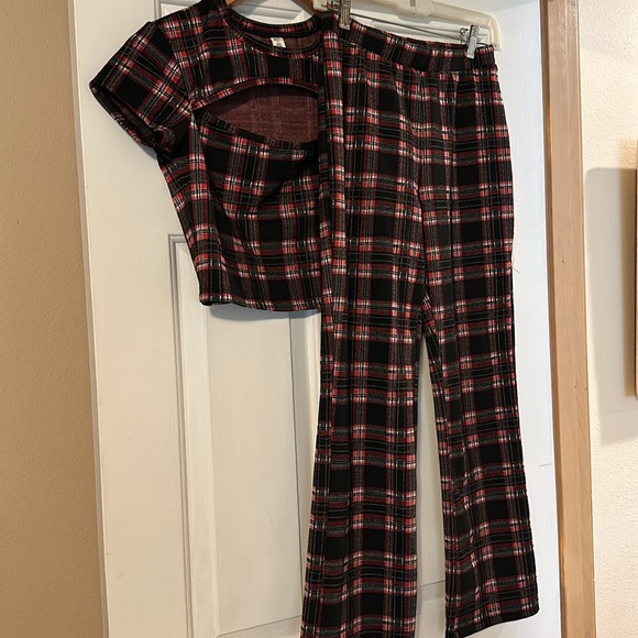 BP. outfit w/ pants and top. Red and black plaid. - Picture 6 of 6